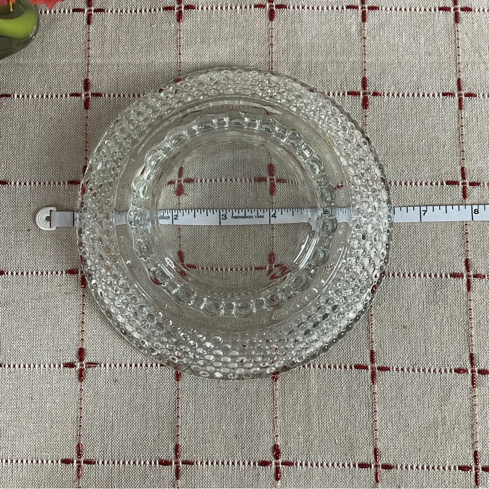 VINTAGE ANCHOR HOCKING Sure Snuff Clear Hobnail Ashtray round Large  6.25”
